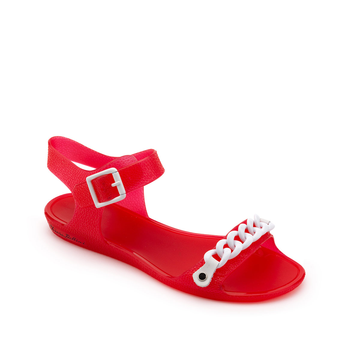 Sandal in PVC with two-tone chain