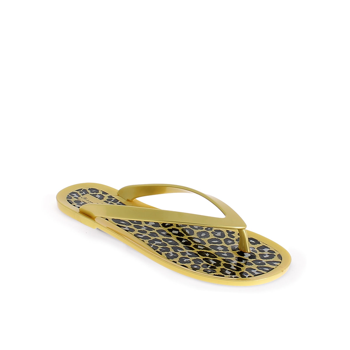 Pvc thong slipper with leopard printing insole 